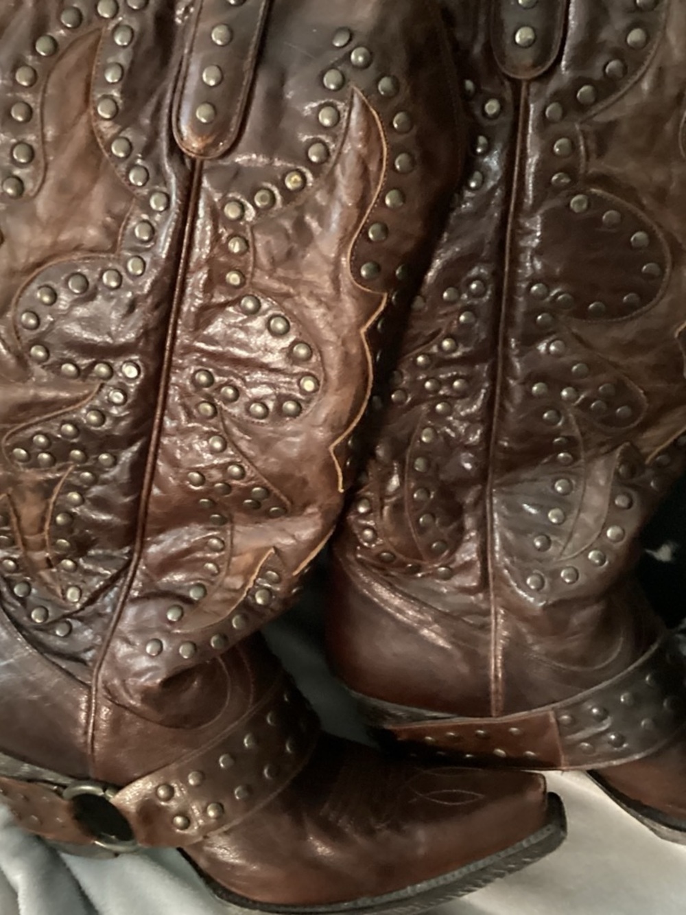 Women’s Brown LANE Stud Rocker Leather Boots